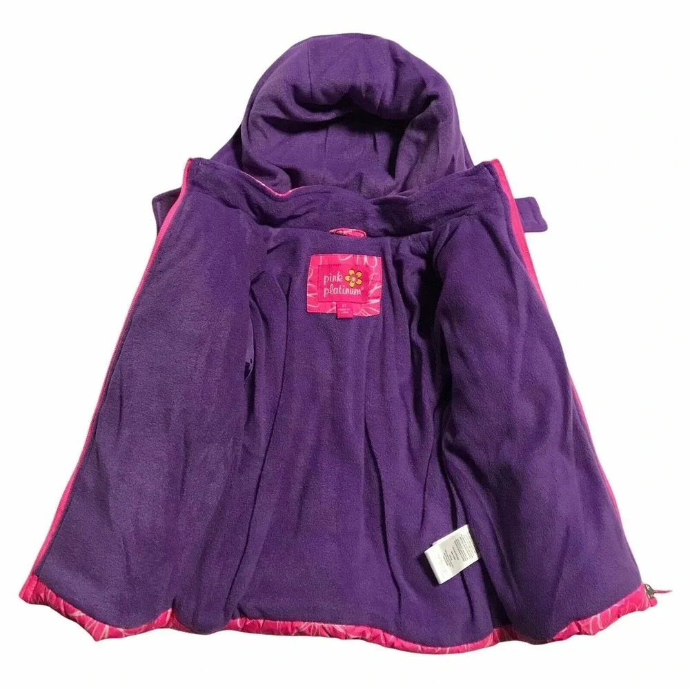 Pink Platinum‎ Toddler Girls Hooded Puffer Jacket 2T Pink Purple Fleece Lining